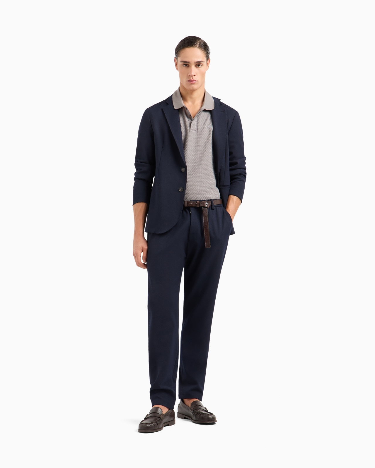 SINGLE-BREASTED JACKET IN TECHNICAL STRETCH GABARDINE - 2
