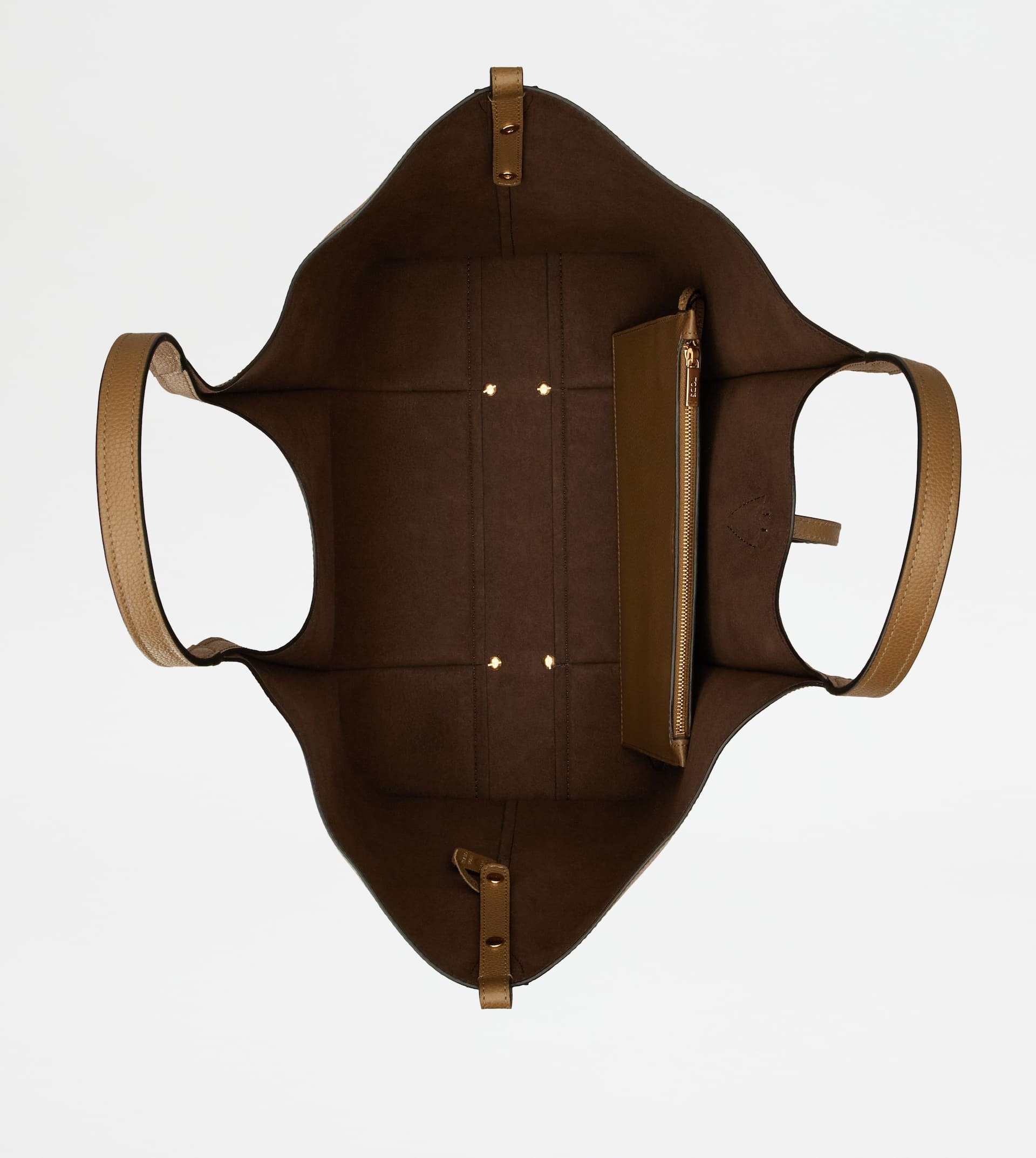 T TIMELESS SHOPPING BAG IN LEATHER MEDIUM - BROWN - 4