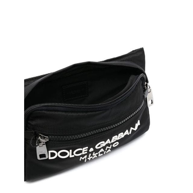 Small black nylon fanny pack with rubberised logo - 6