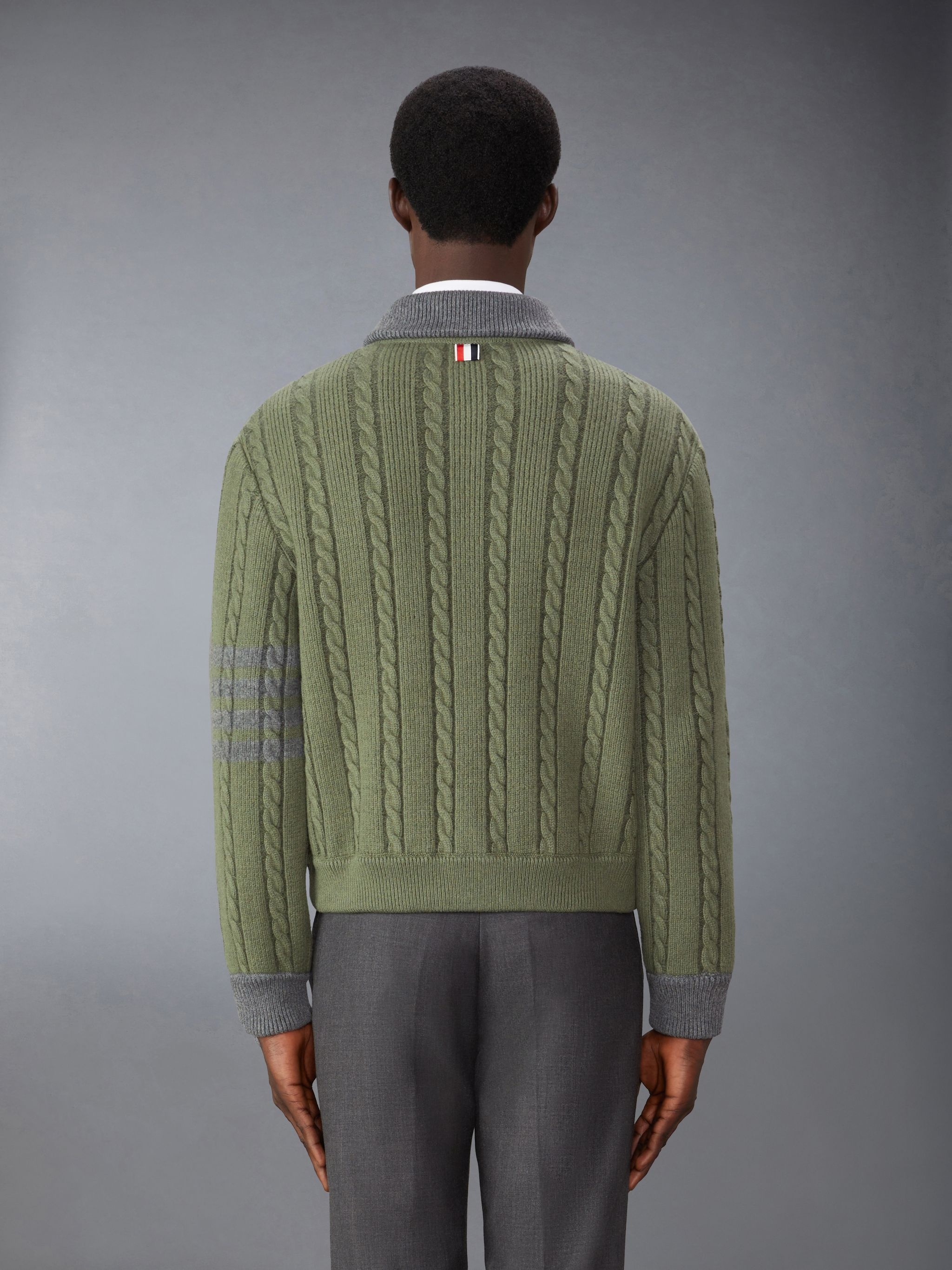Merino Wool and Cotton Cable Bomber Jacket - 2