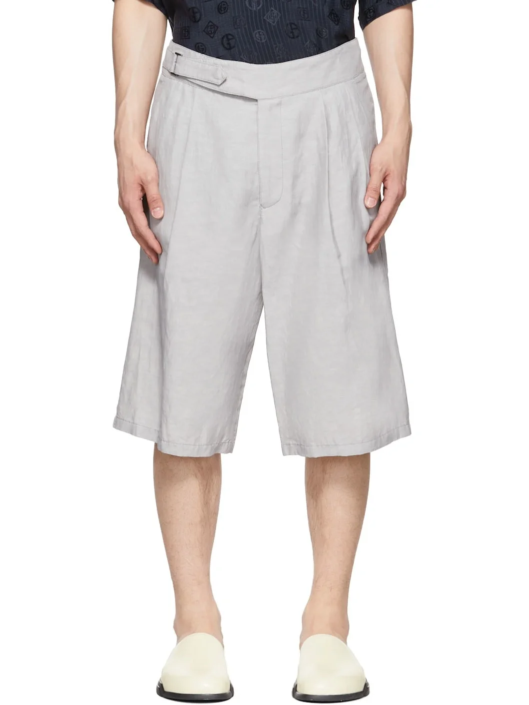 Grey Viscose Shorts - 1