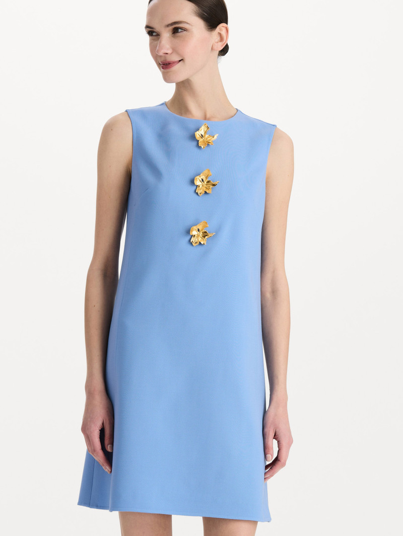 BUTTON-DETAIL WOOL SHIFT DRESS 5