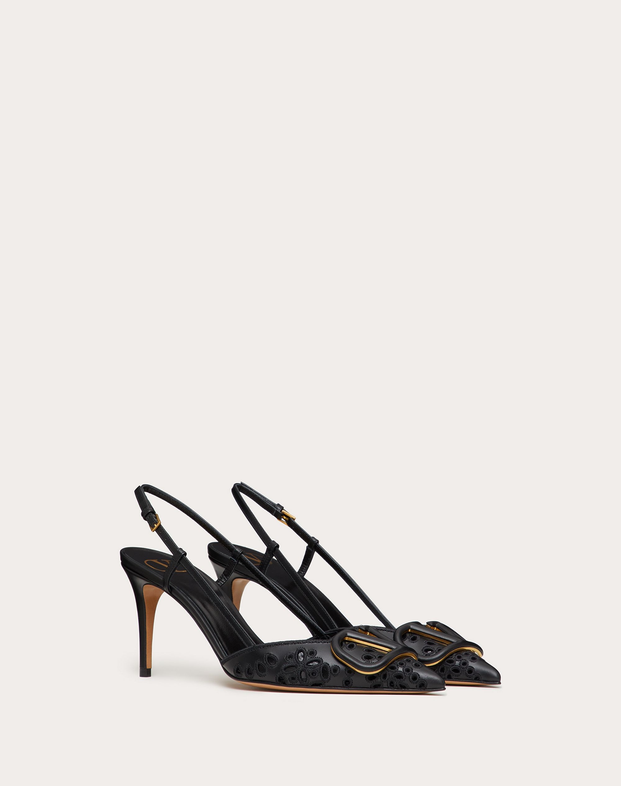 VLOGO SIGNATURE CALFSKIN SLINGBACK PUMP WITH SAN GALLO EMBROIDERY 80 MM - 2