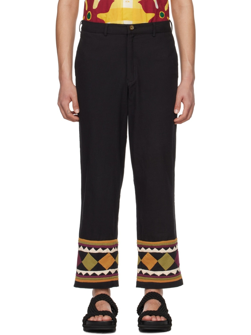 Black Appliqué Trousers - 1