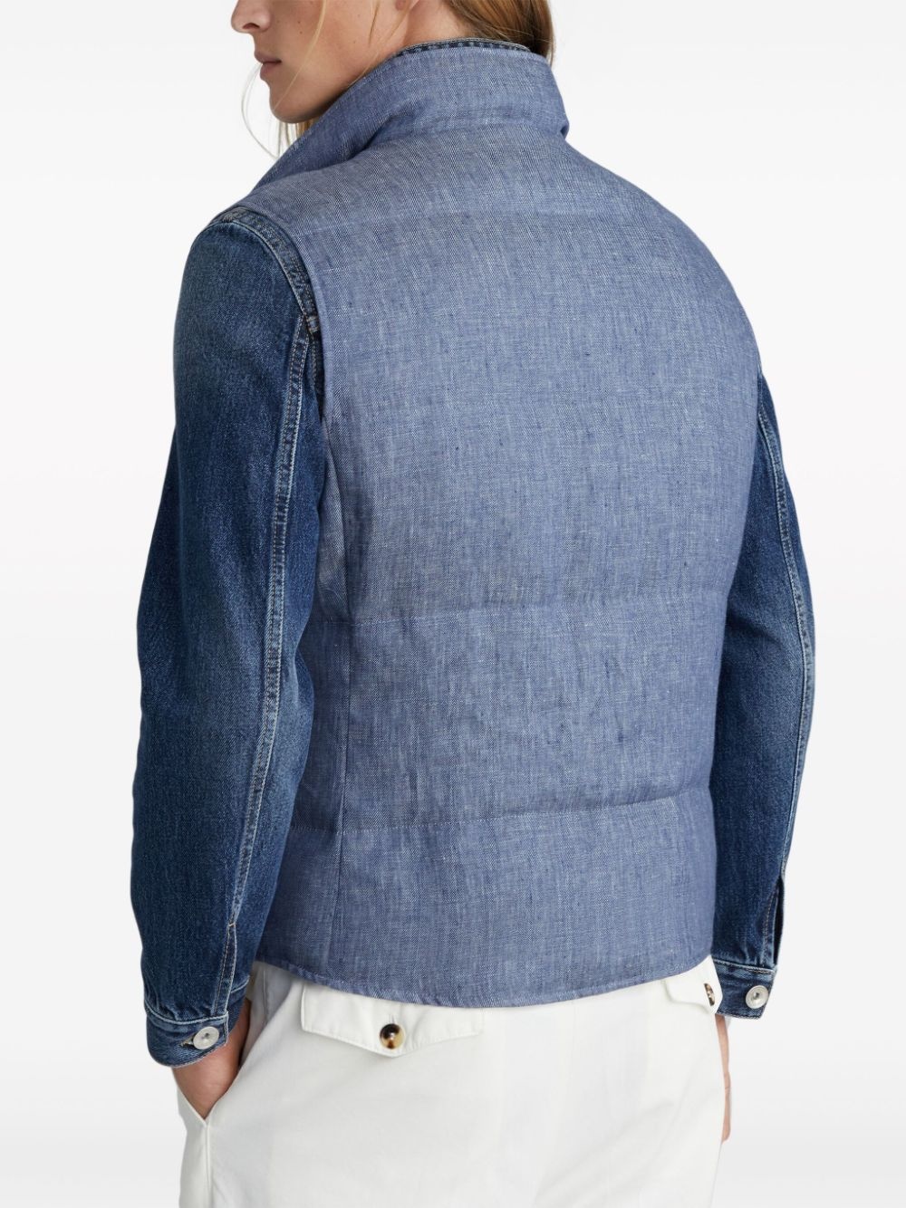 padded linen gilet - 4