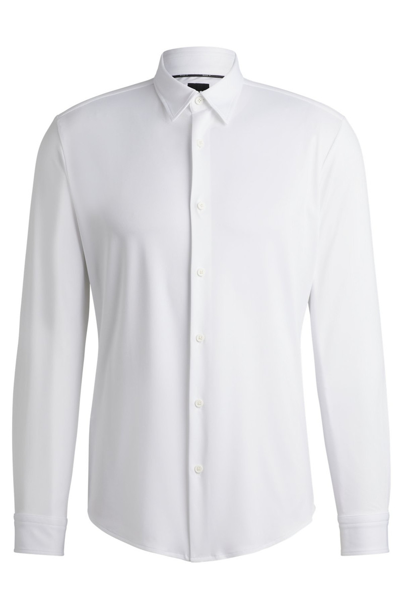 SLIM-FIT SHIRT IN PERFORMANCE-STRETCH STRUCTURED FABRIC 1