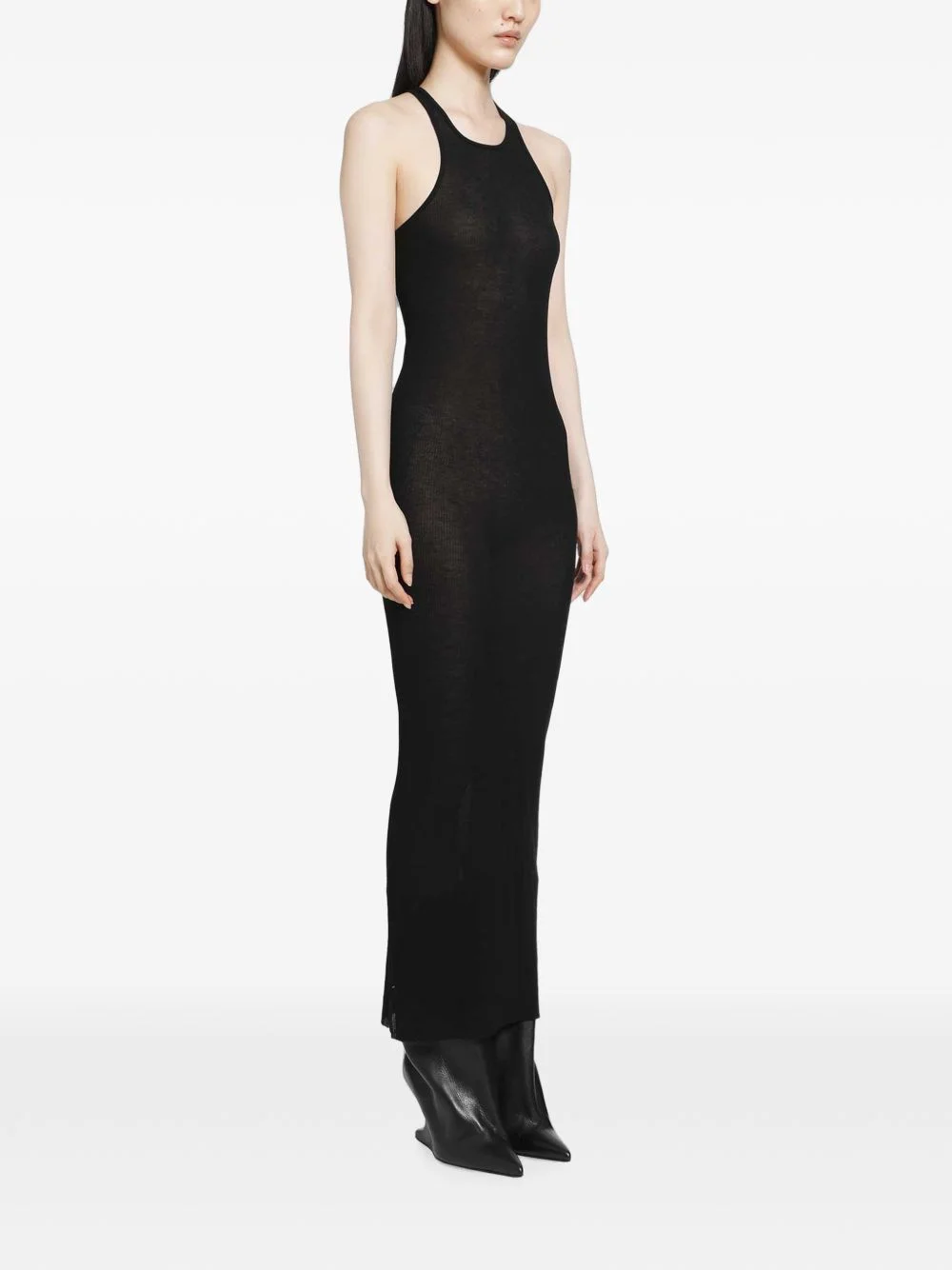rib long sleeve dress - 1