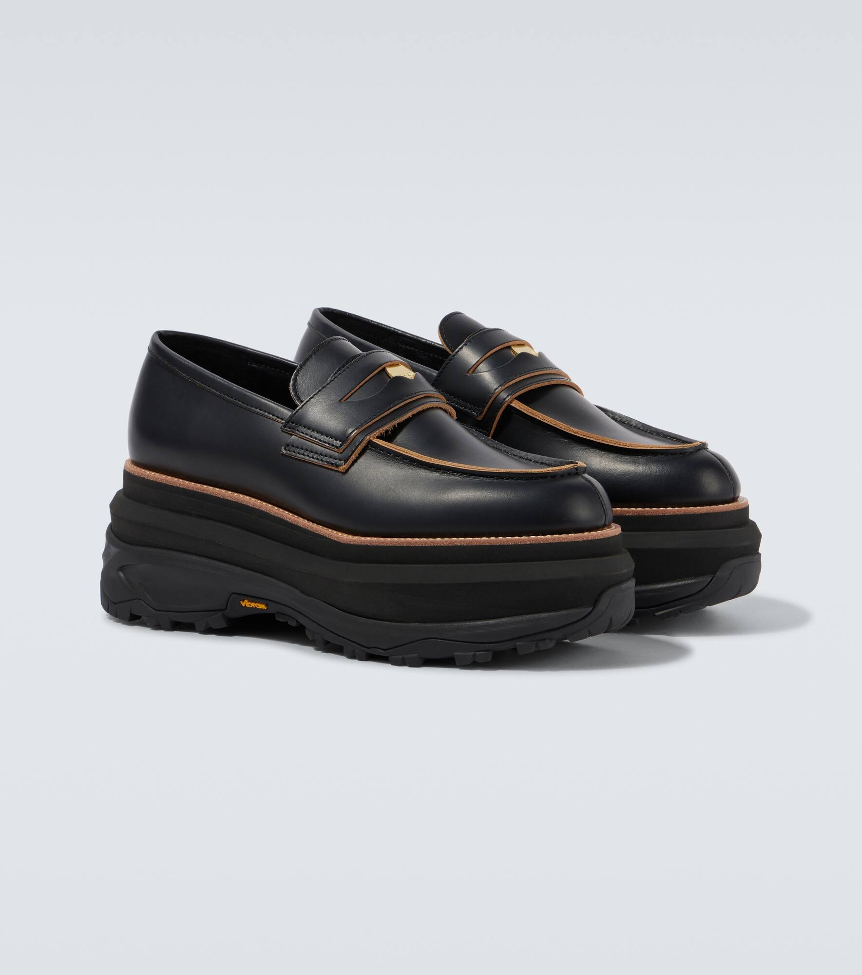 Leather platform loafers - 5