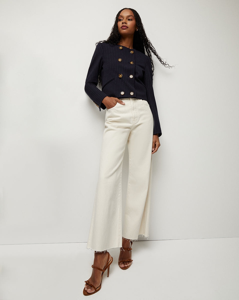 WINSLOW PINSTRIPED COLLARLESS JACKET - 4