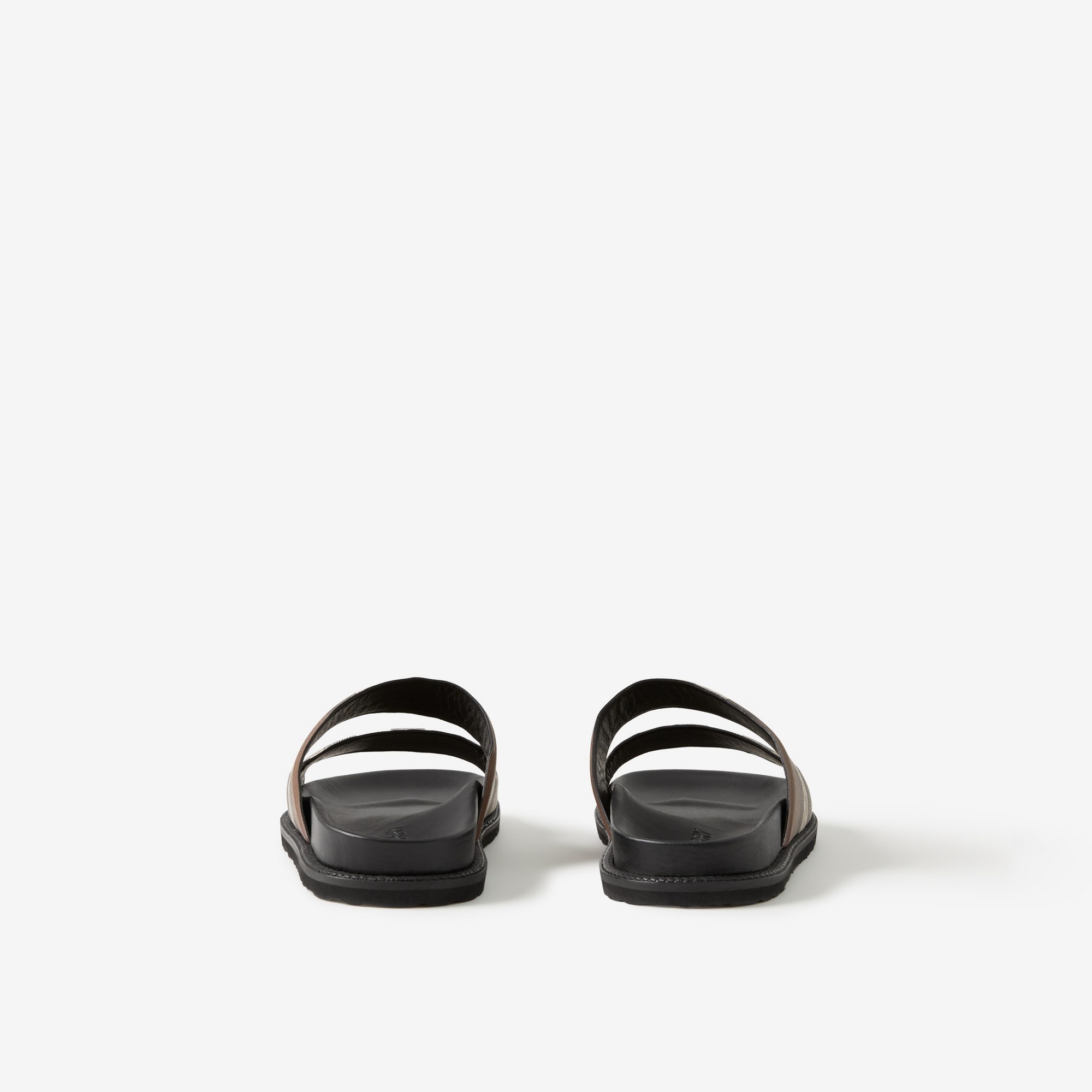 Cut-out Detail Check Cotton Canvas Slides - 3