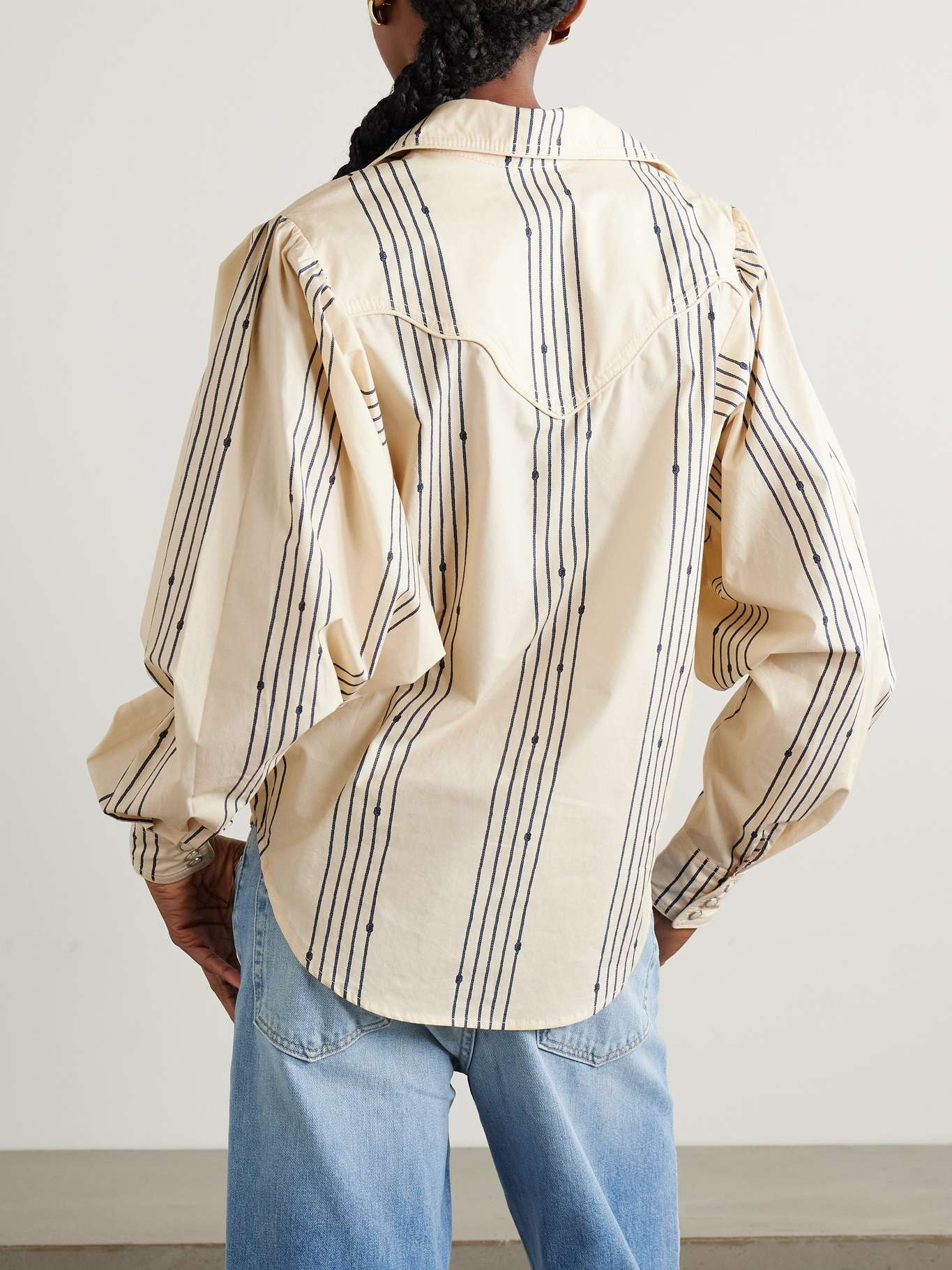 Cabos Sueltos printed cotton-poplin shirt Cream - 3