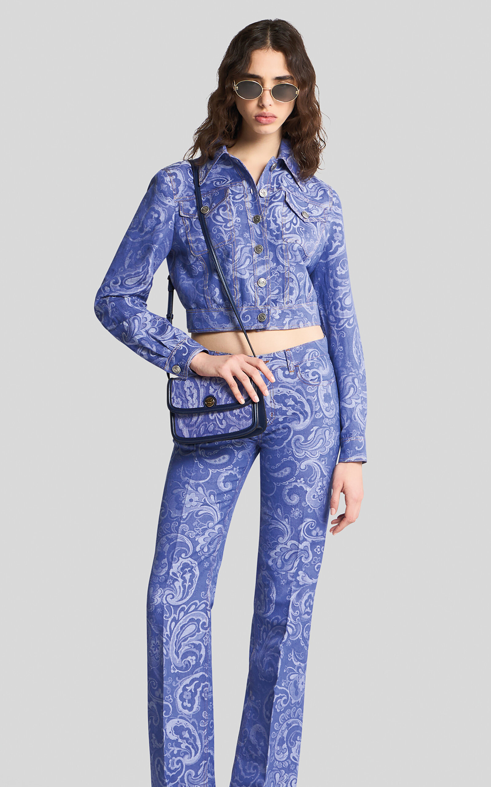Printed Cotton-Linen Denim Jacket blue - 2