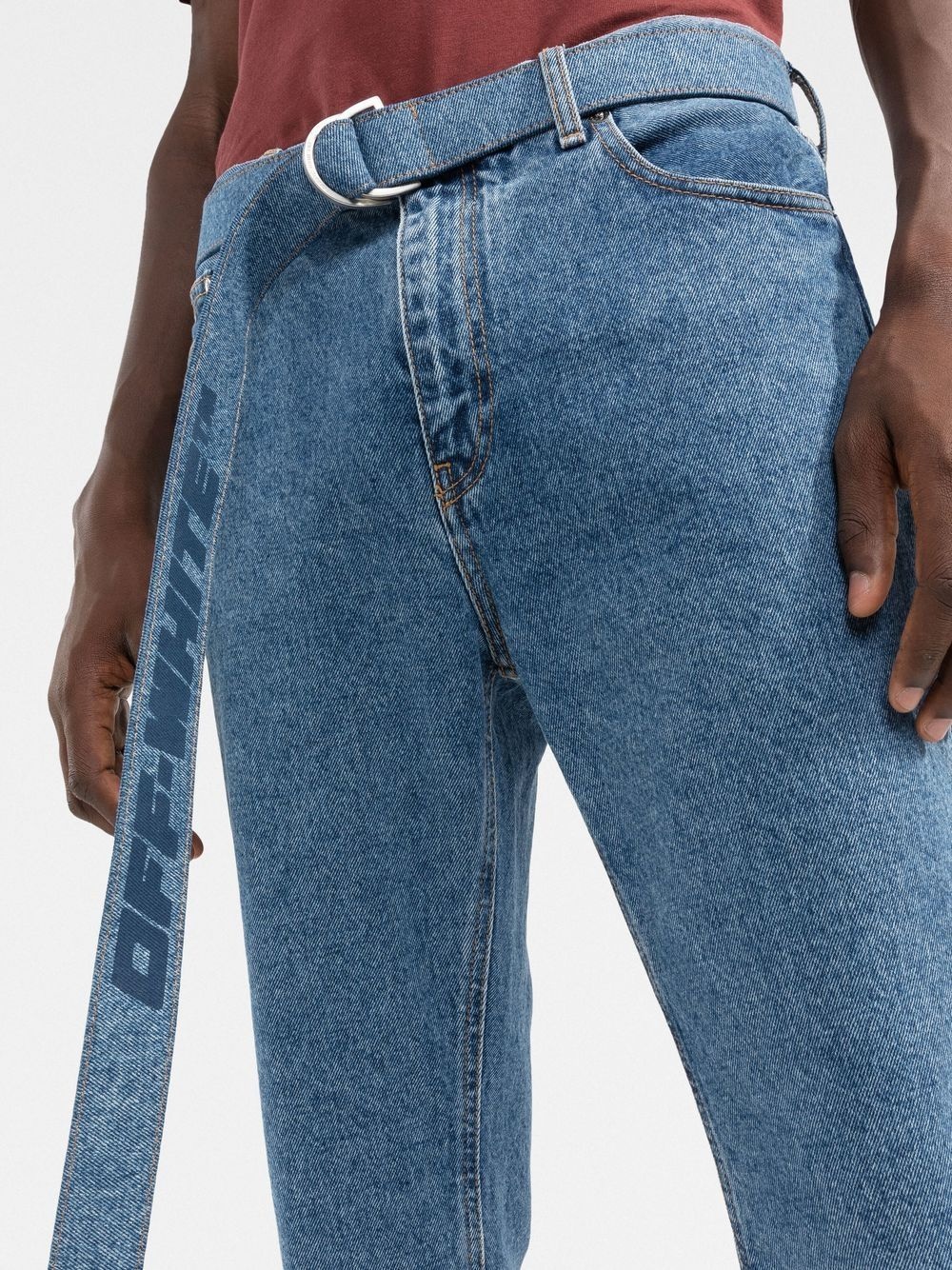 cropped belted denim jeans - 5