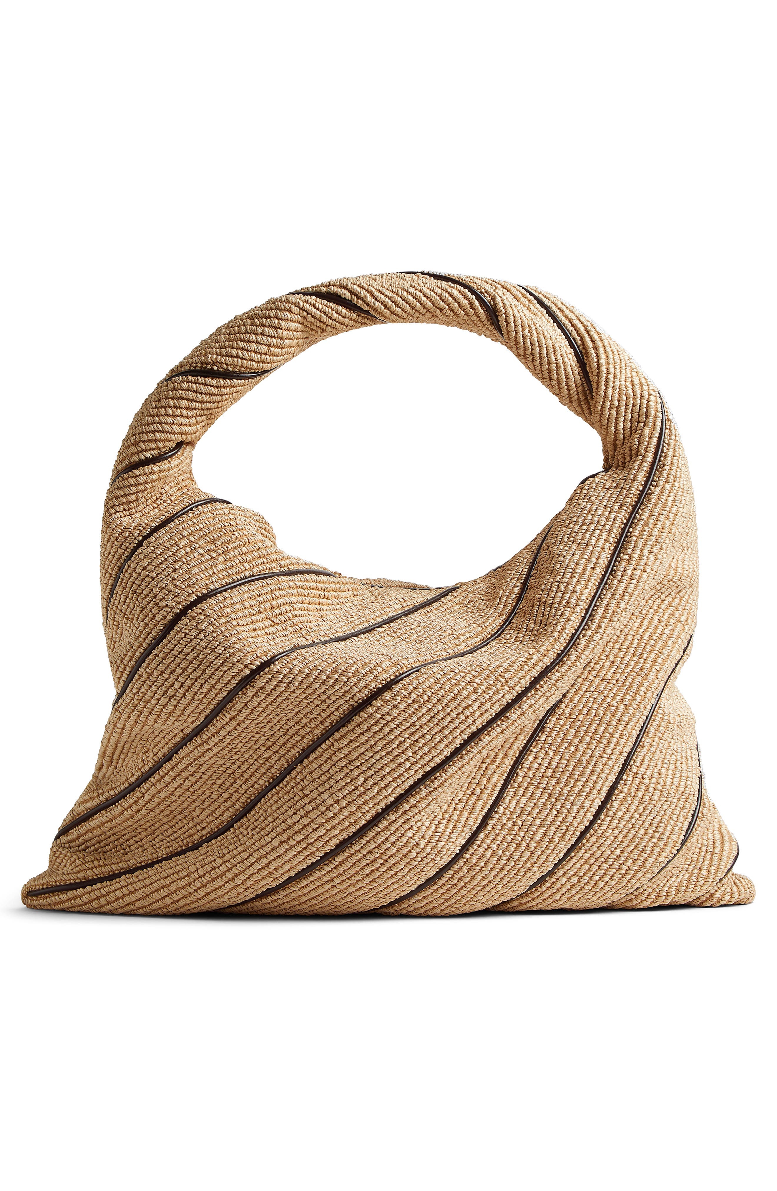 Bottega Veneta Large Hop Stripe Raffia Hobo Bag in 9249 Natural-Fondant at Nordstrom - 3