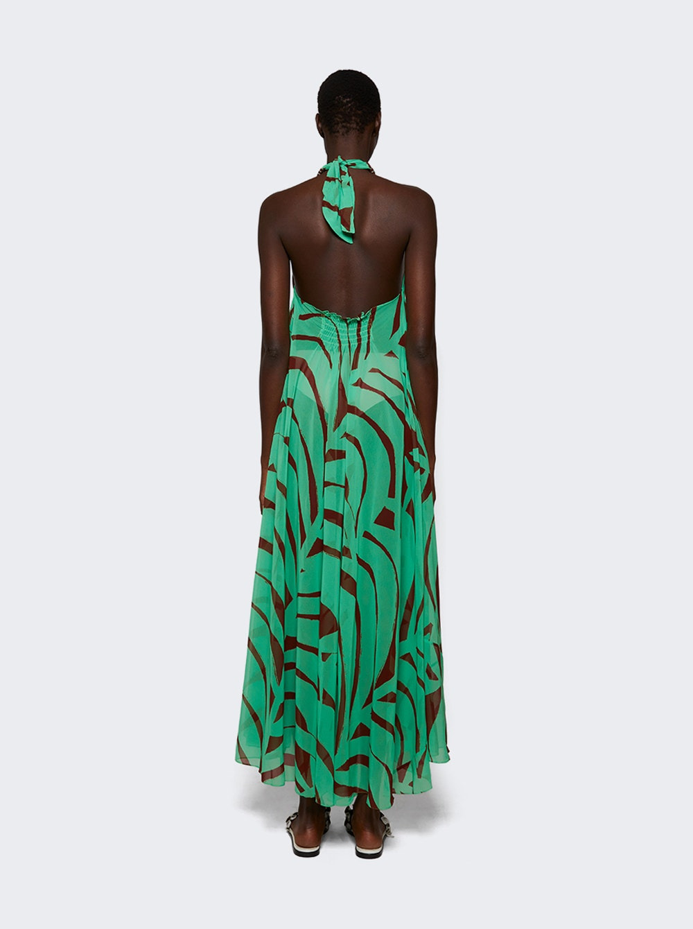 Tactile Winds Maxi Dress Swim Palm Stripes Burgundy Mint - 4