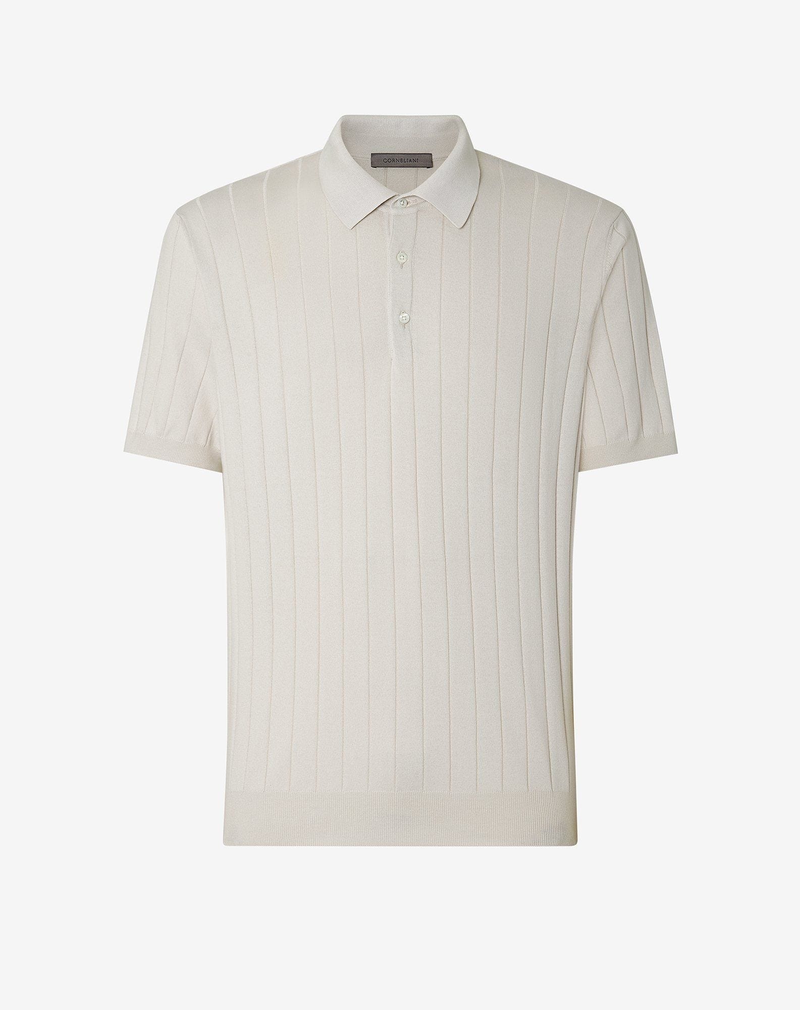 Pearl white button-up Pima cotton polo shirt - 3