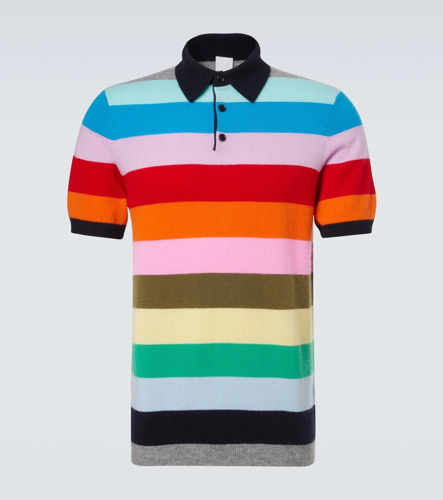 Striped cashmere polo sweater - 1