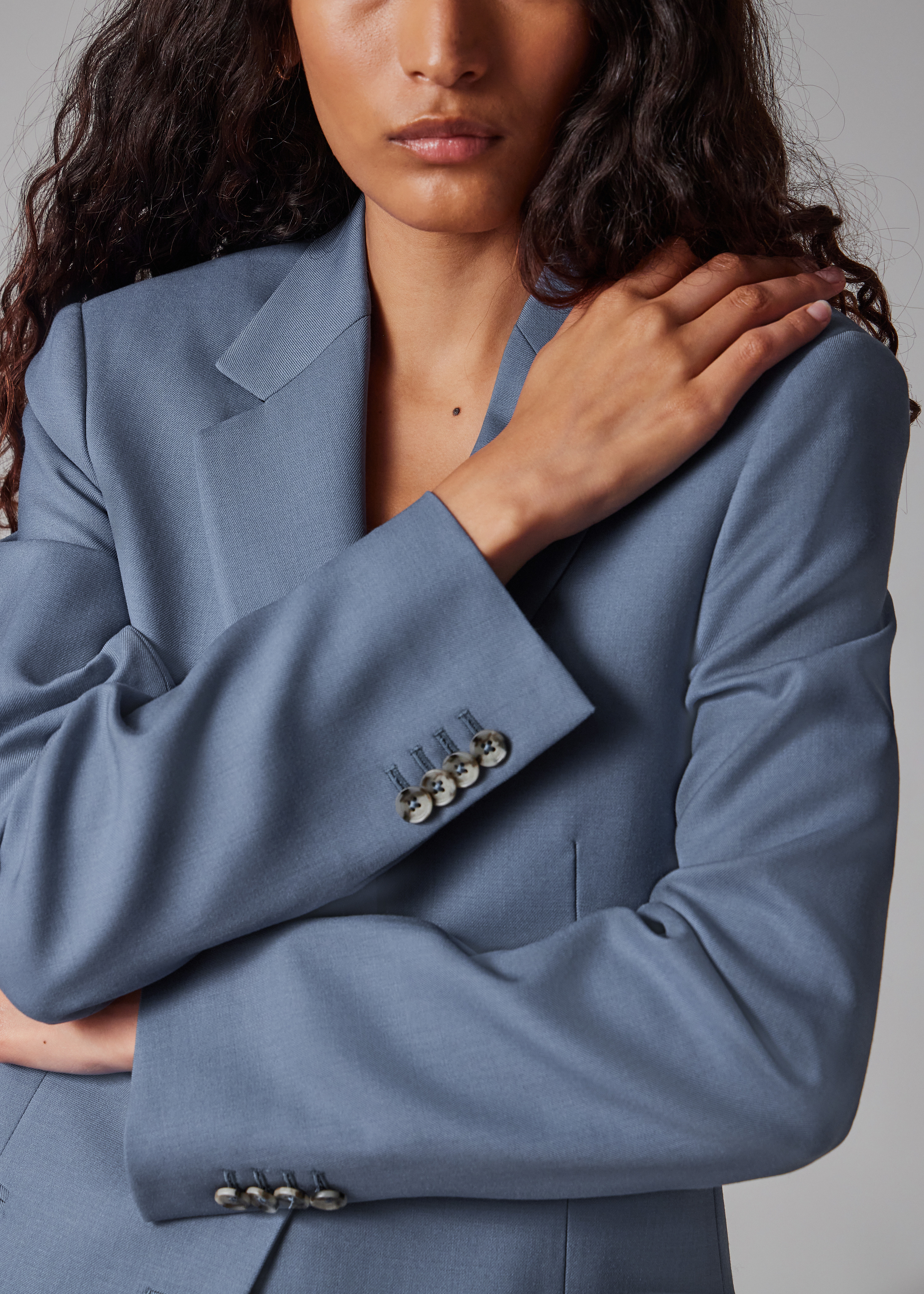 Women's A Suit To Travel In - Dusty Blue Wool Suit - 10
