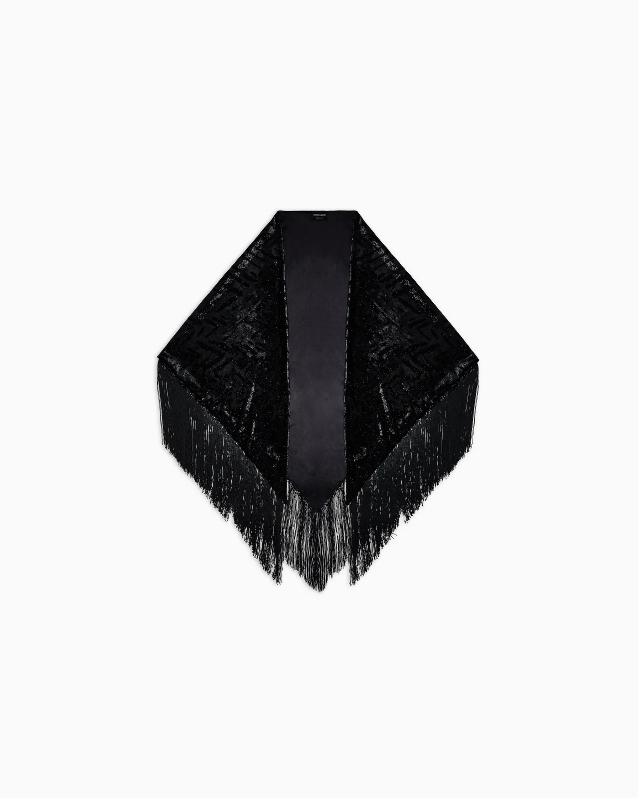 LASER-CUT VELVET SHAWL WITH FRINGES - 1