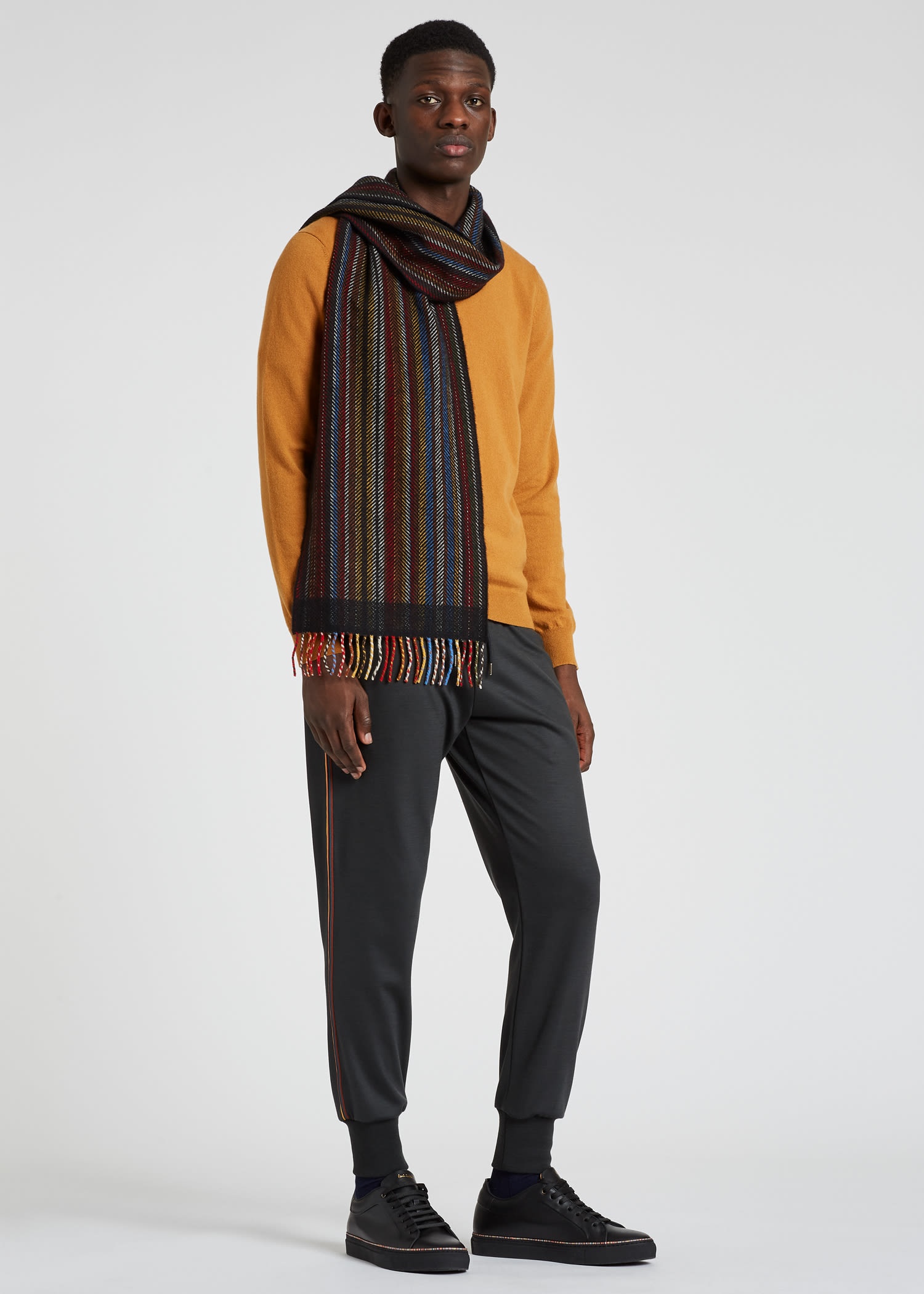 'Signature Stripe' Herringbone Wool-Cashmere Scarf - 5