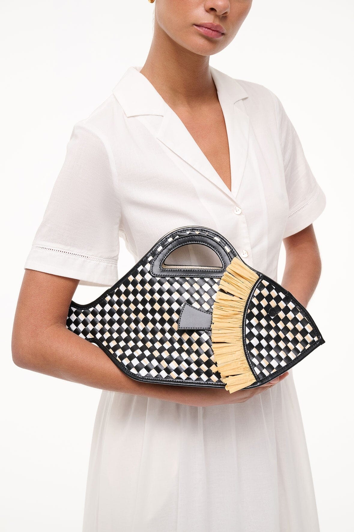 STAUD CLEO FISH BASKET BAG BLACK NATURAL - 2