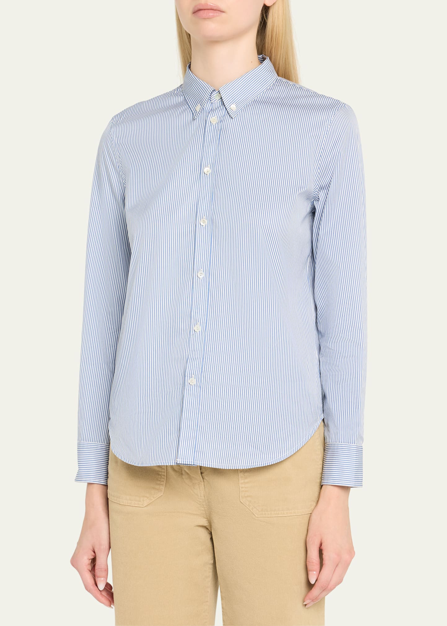 Dyllan Striped Shrunken Button-Down Shirt - 4