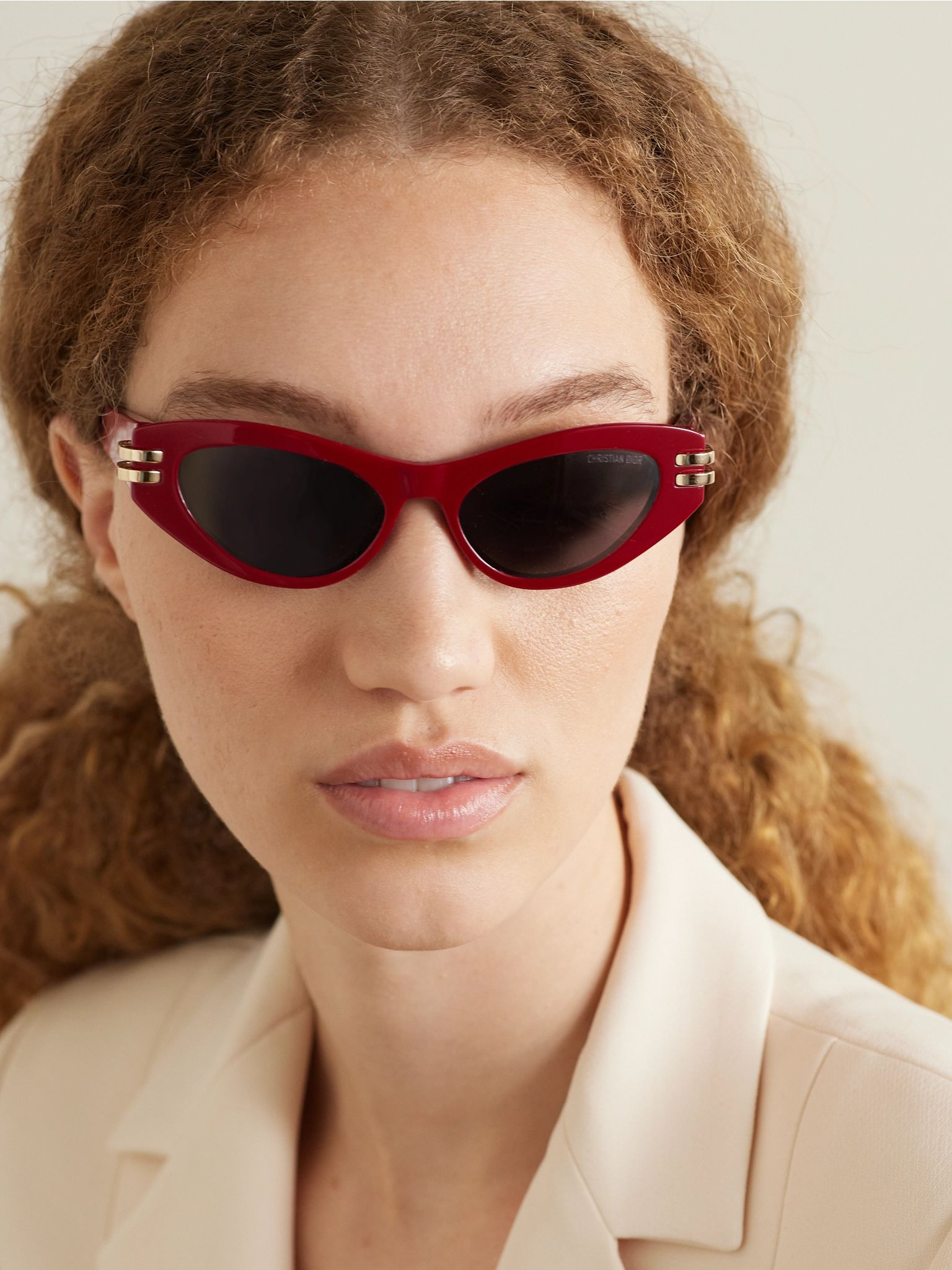 CDior B1U cat-eye acetate and gold-tone sunglasses Red - 2