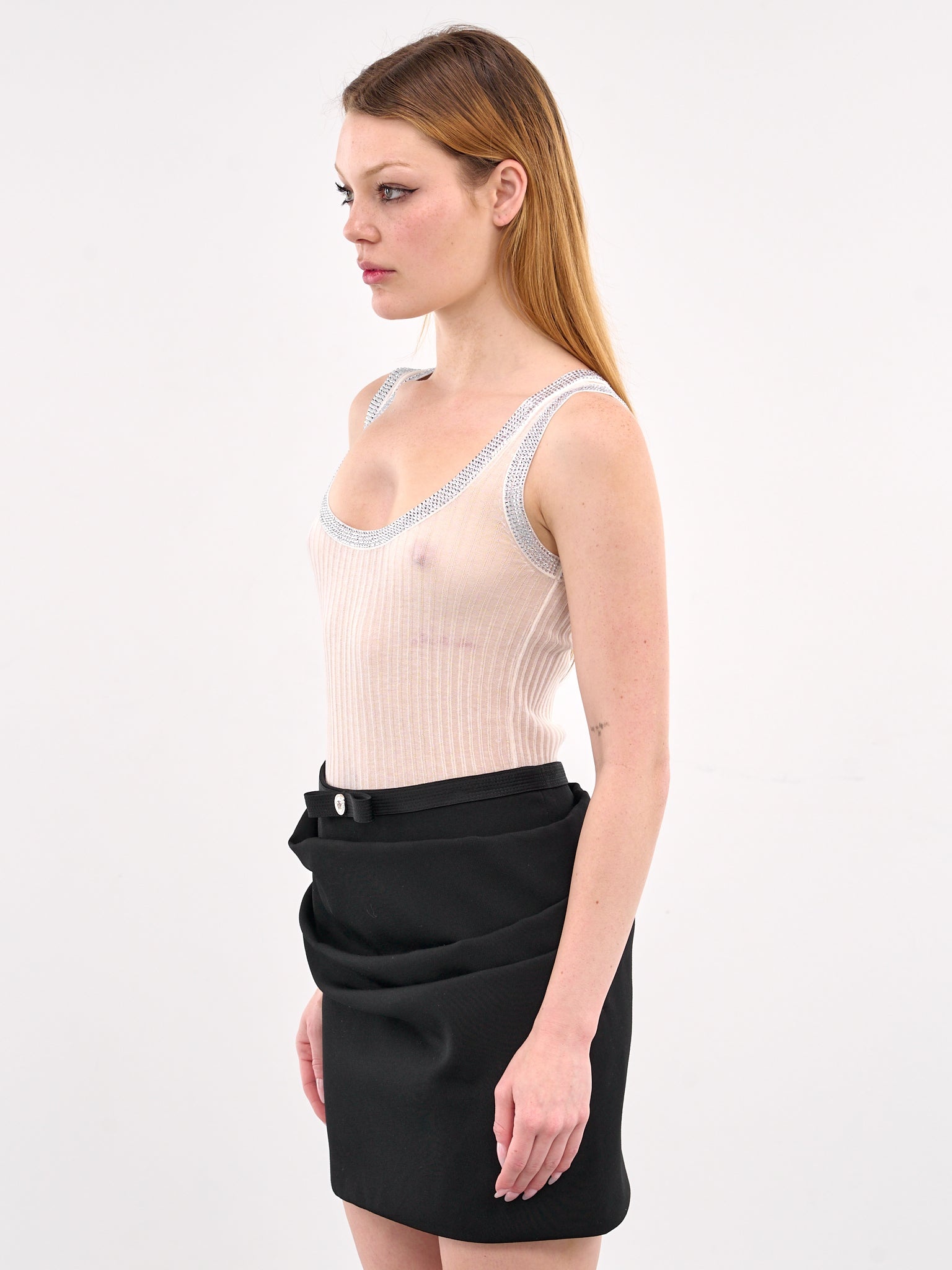 Rhinestone Sheer Tank Top - 2