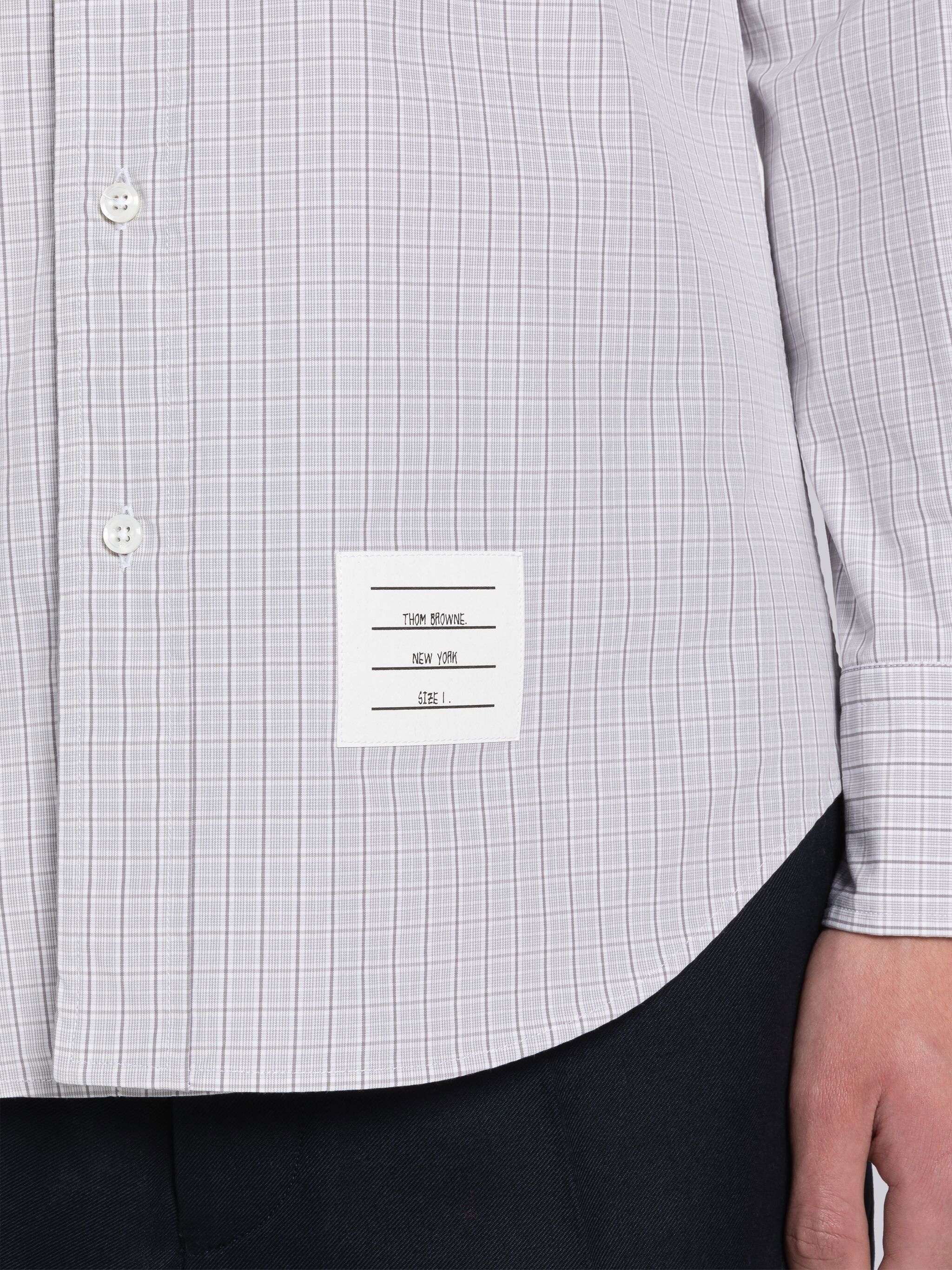 Micro Check Poplin Grosgrain Armband Straight Fit Shirt - 6
