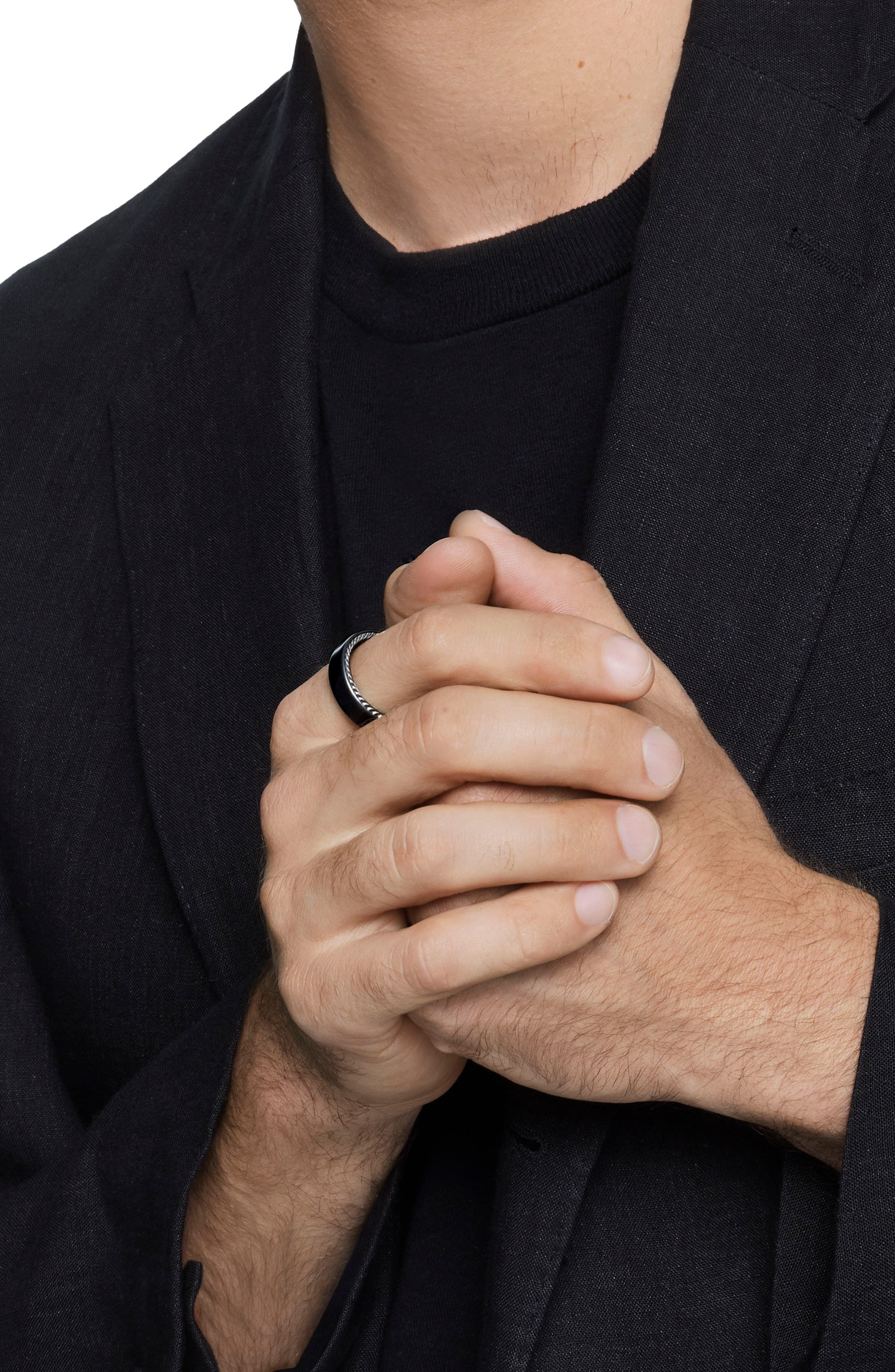 David Yurman 'Streamline' Band Ring in Black Titanium/Silver at Nordstrom - 5