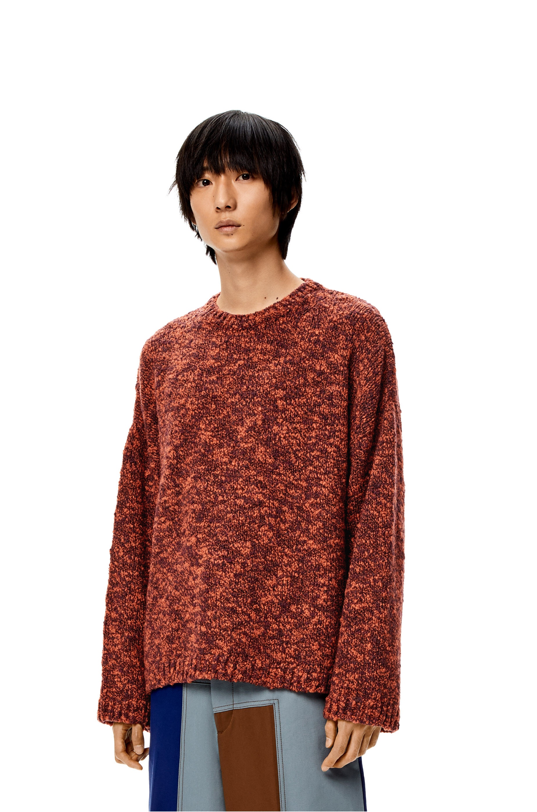 Crew neck melange sweater in wool - 3