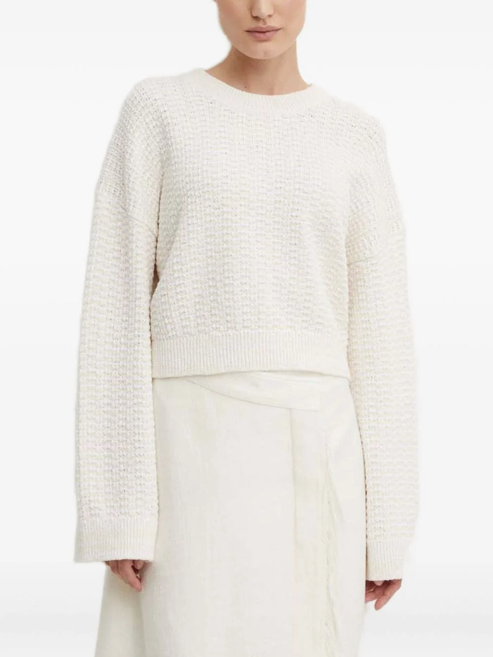 textured round-neck sweater - 1