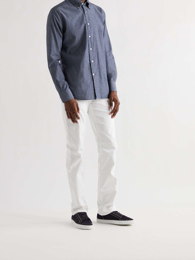 Canali Slim-Fit Button-Down Collar Cotton-Chambray Shirt outlook