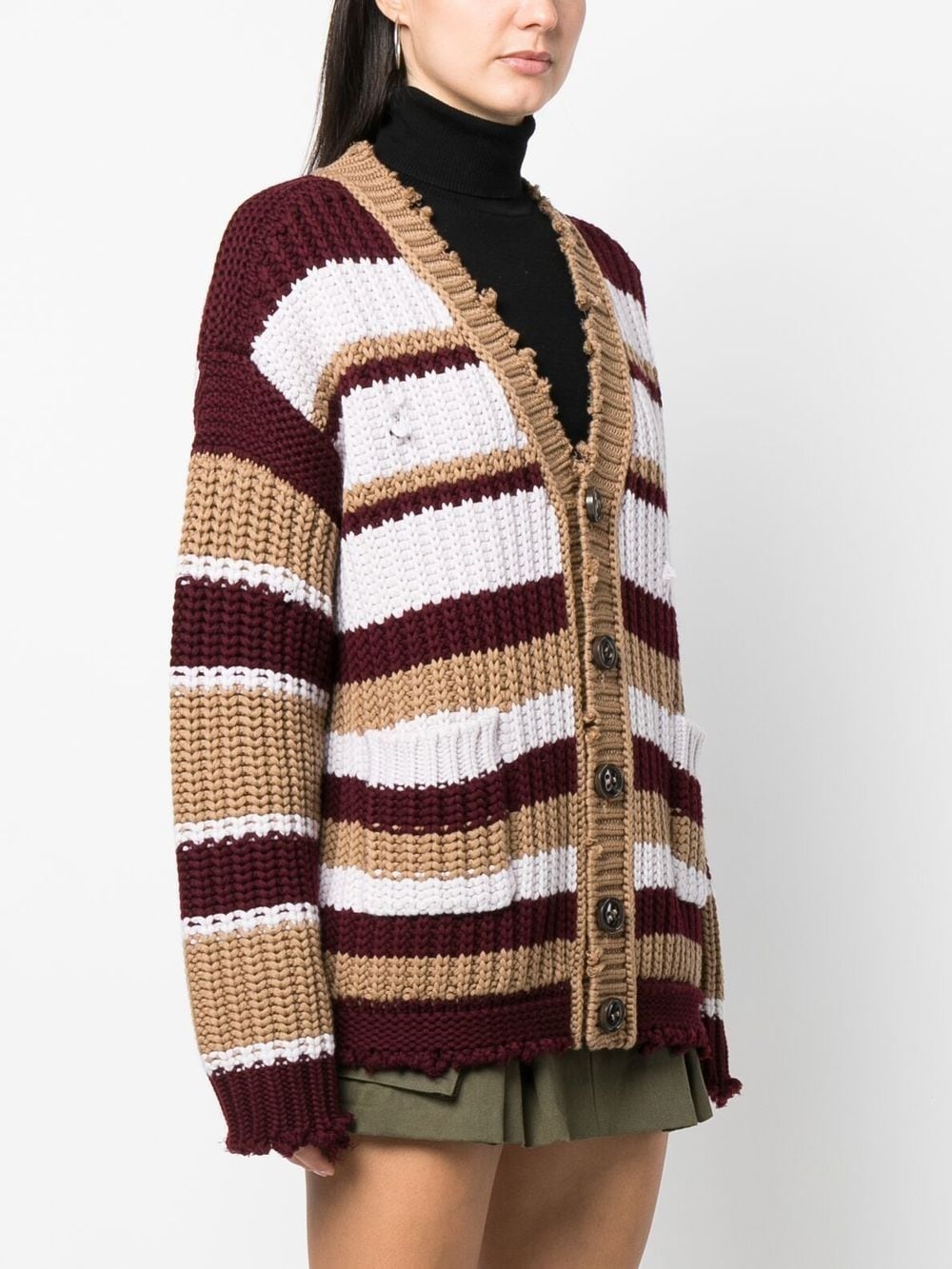 striped buttoned cardigan - 3