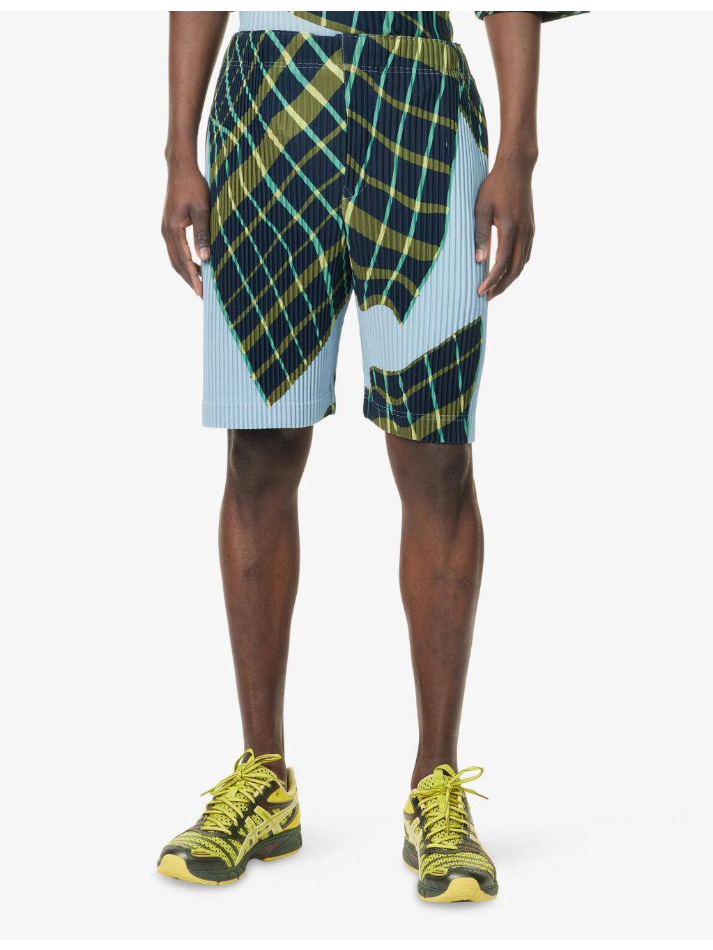 Windswept Plaid Pleats Knitted Shorts - 3