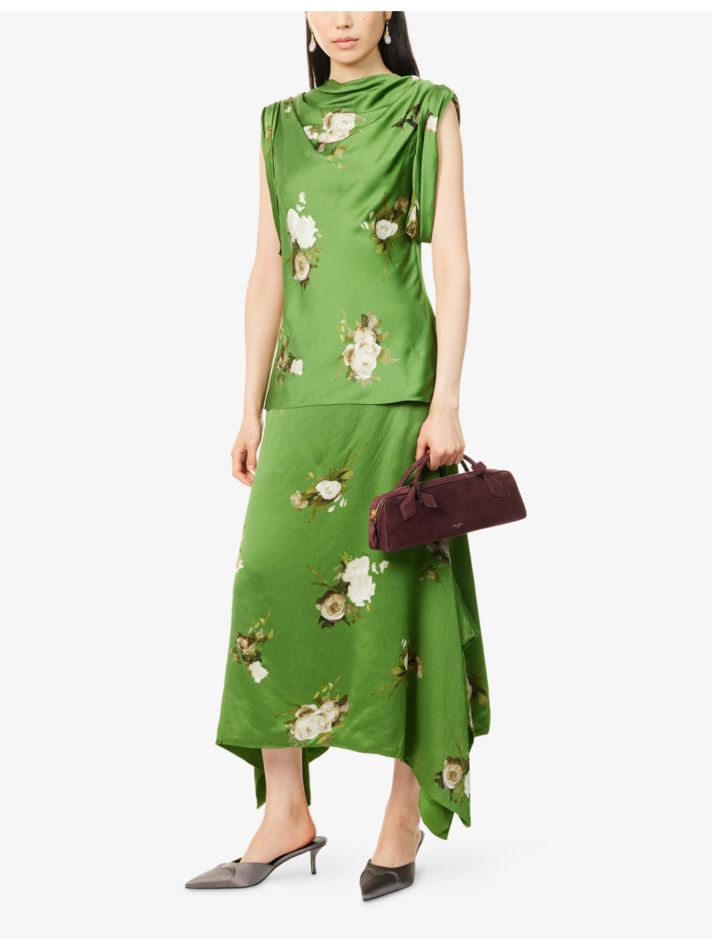 Floral  Draped Woven Top - 2