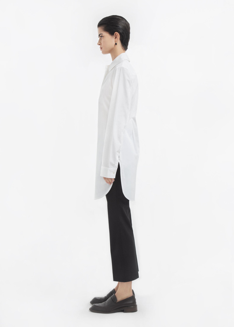 Cinched Button Down Shirt in Cotton Sateen 3