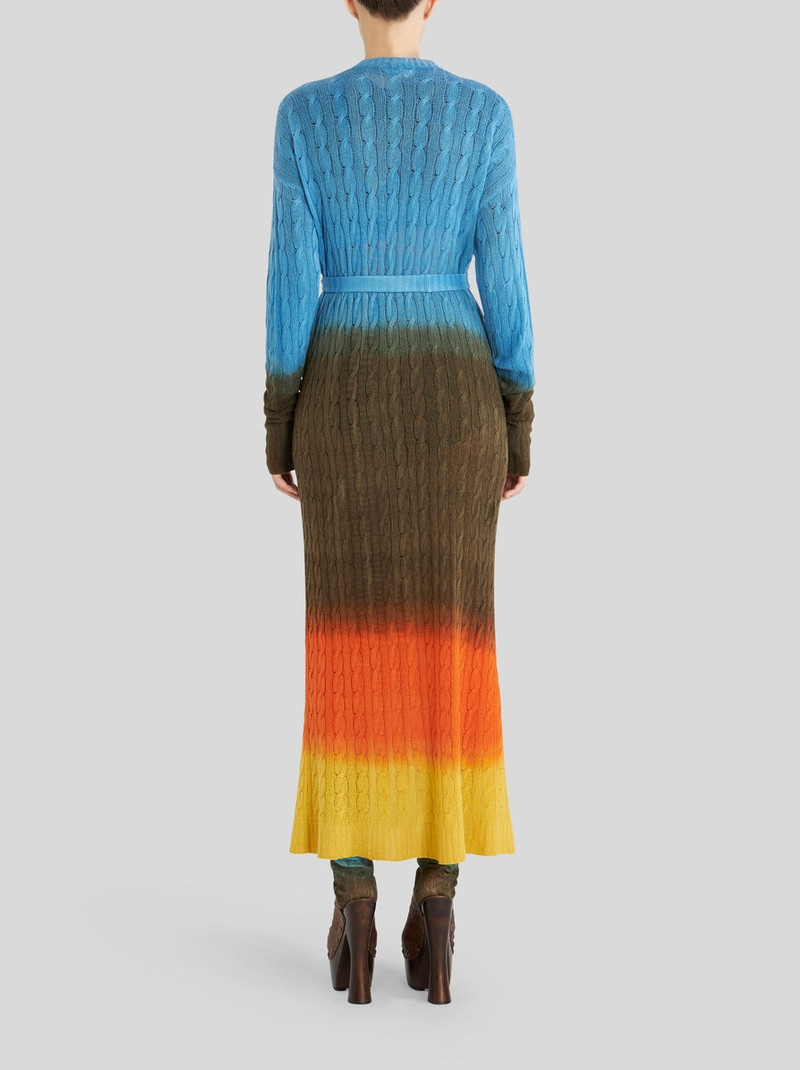 COLOUR SHADED LONG CABLE WOOL CARDIGAN 5