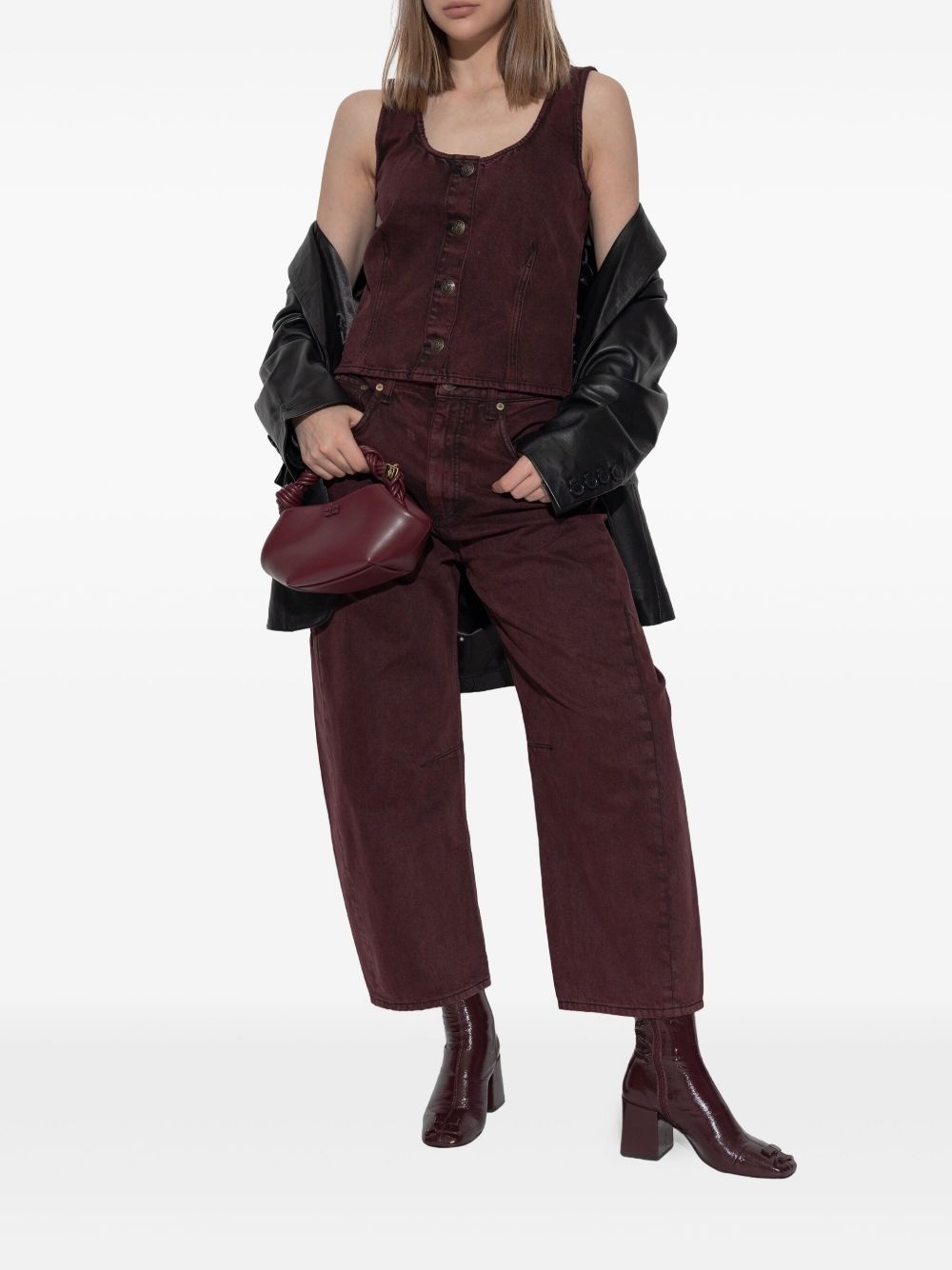 denim button-front top - 2