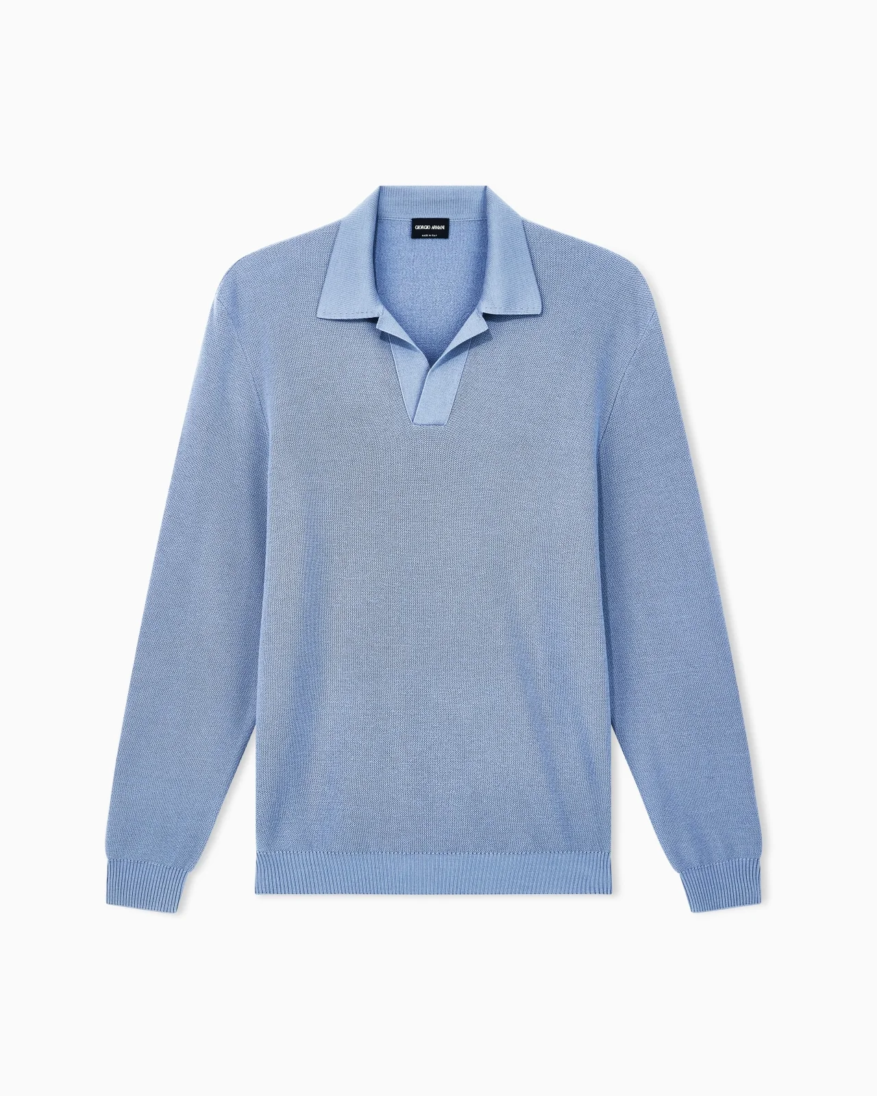 KNIT POLO REGULAR FIT HONEYCOMB STITCH VIRGIN WOOL - 1