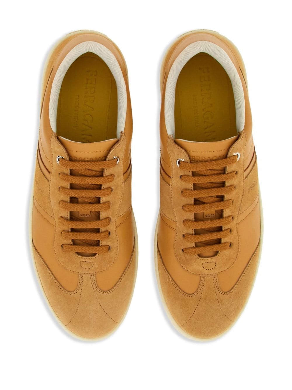 panelled lace-up leather sneakers - 4