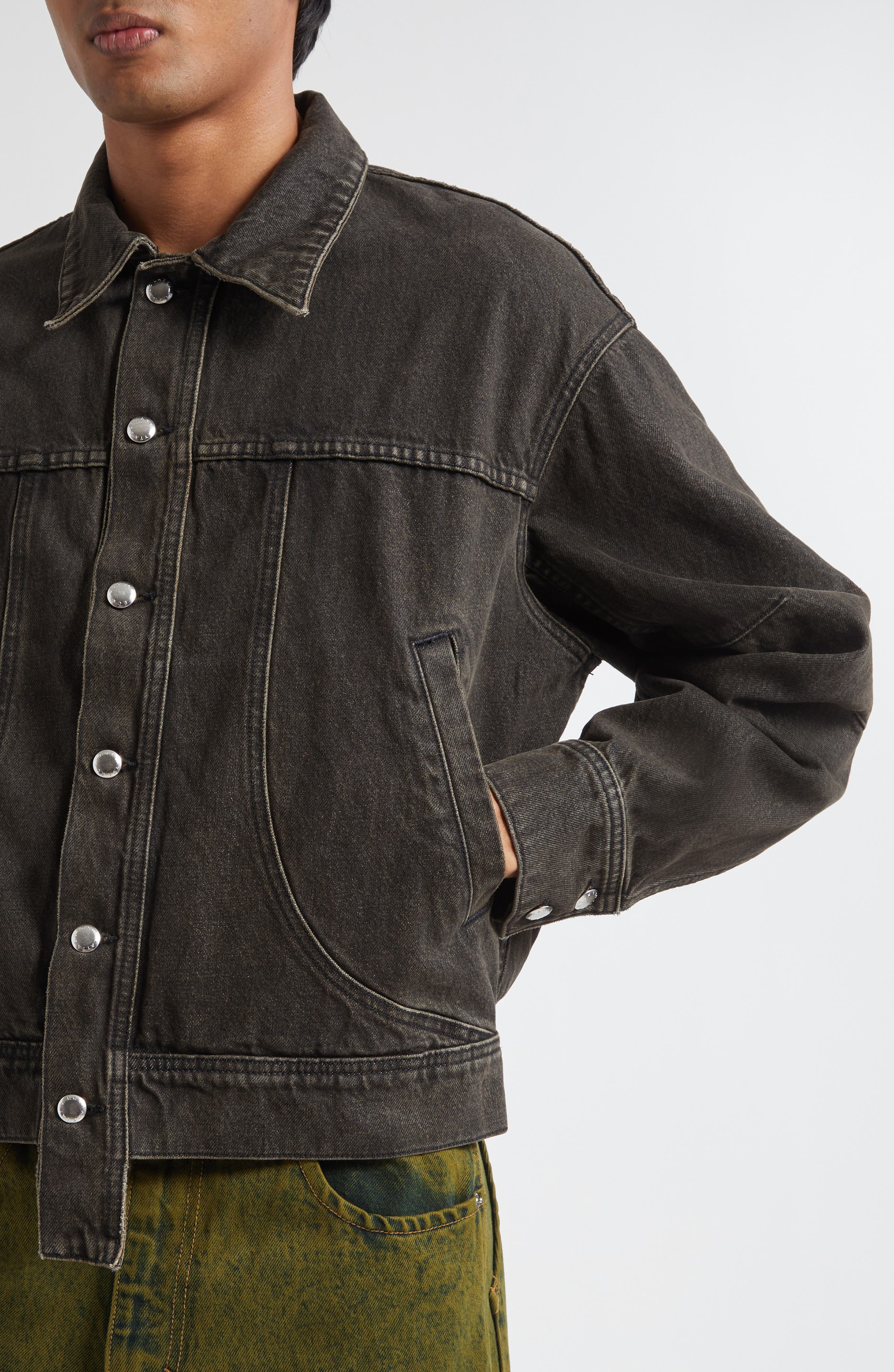 Eckhaus Latta EL Redux Painted Denim Jacket in Stone at Nordstrom - 4