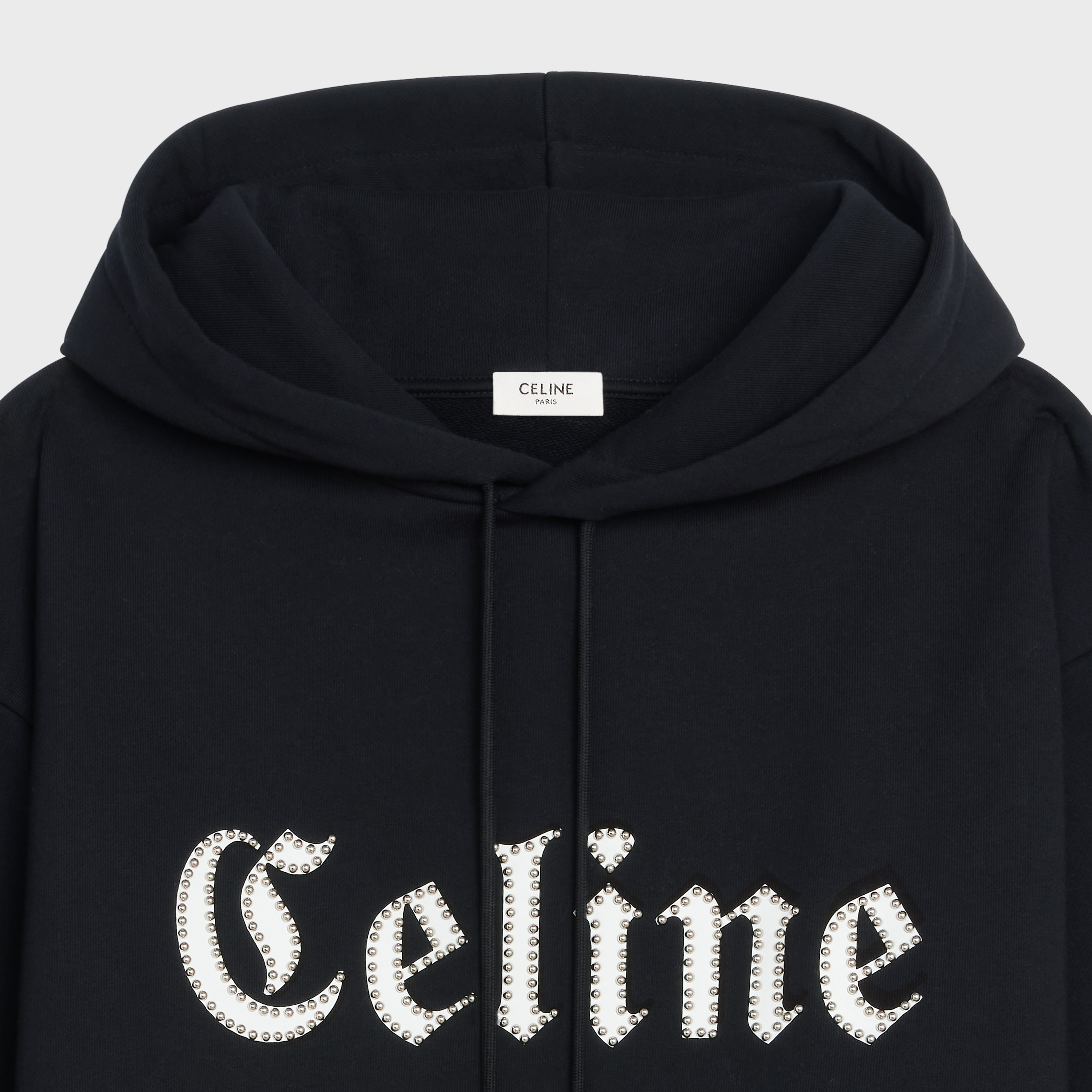 CELINE HOODIE IN COTTON FLEECE WITH STUDS - 3