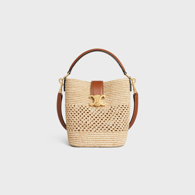 SMALL LOUISE BUCKET IN RAFFIA AND CALFSKIN 1