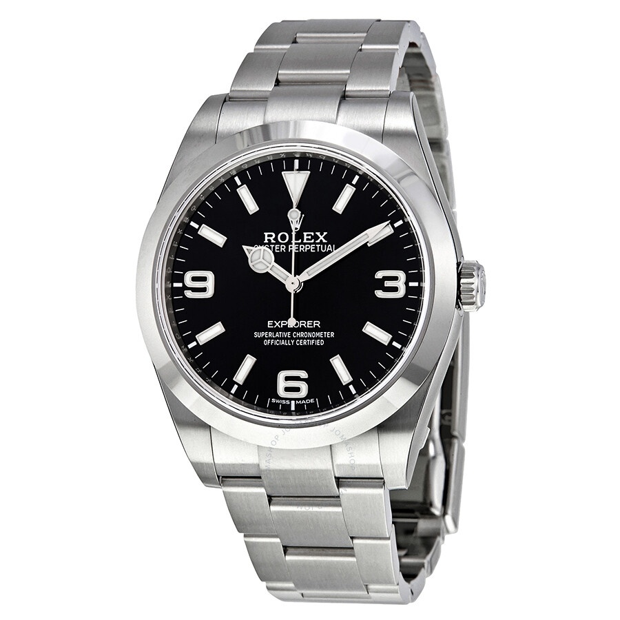 Rolex Explorer Black Dial Stainless Steel Oyster Bracelet Automatic Men's Watch 214270BKASO - 1