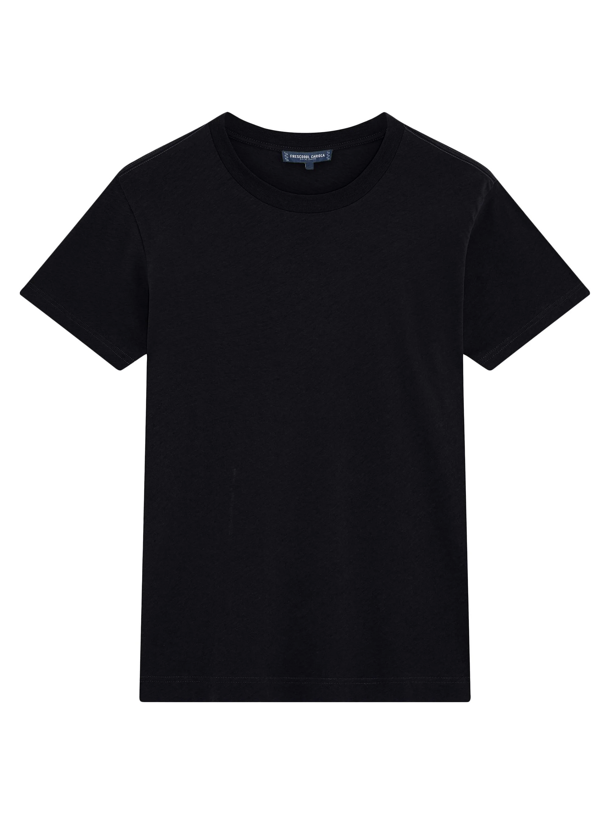 Men's Dinis Cotton-Linen Crewneck T-Shirt - Black - 1