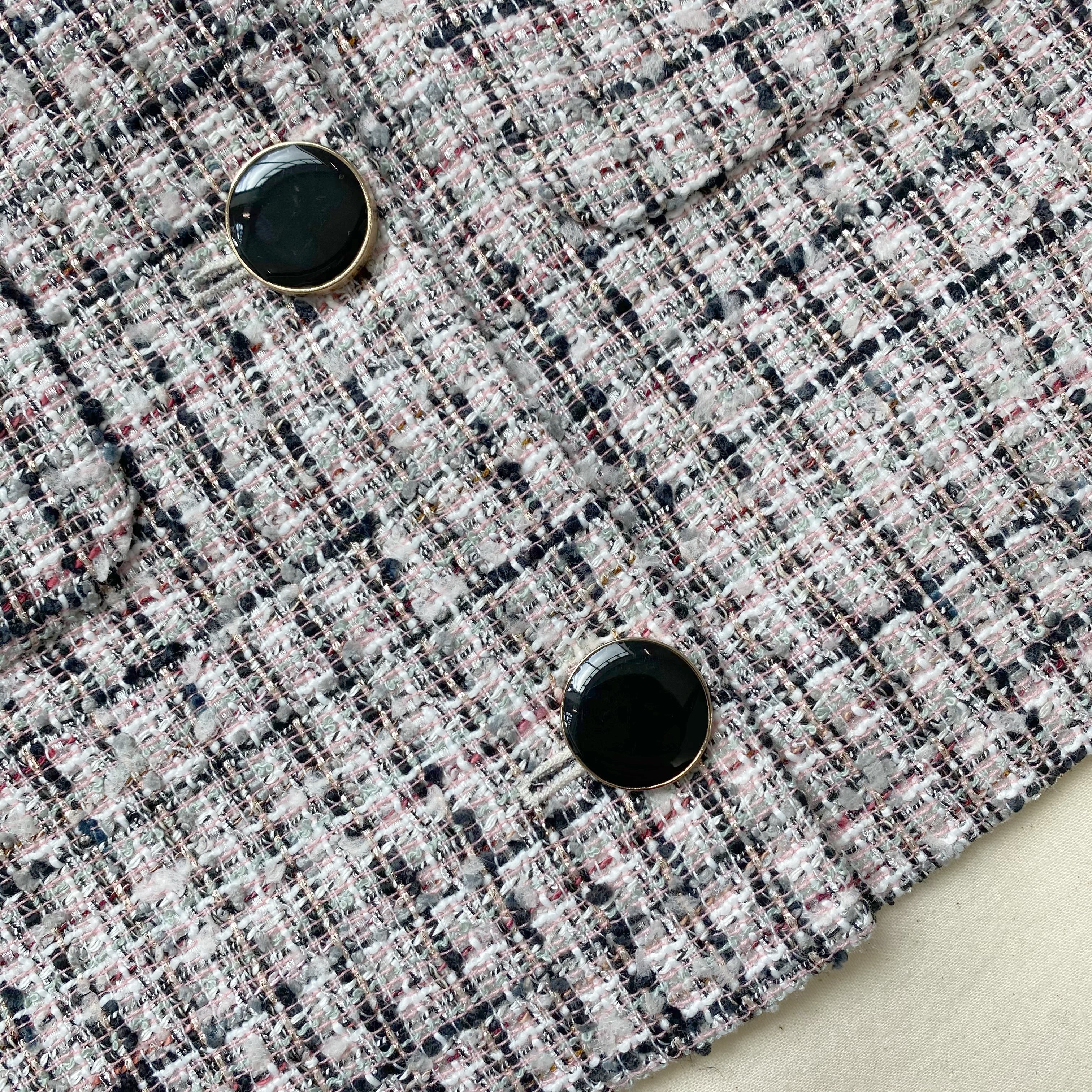 Pink Bouclé Cropped Tailored Jacket - 5