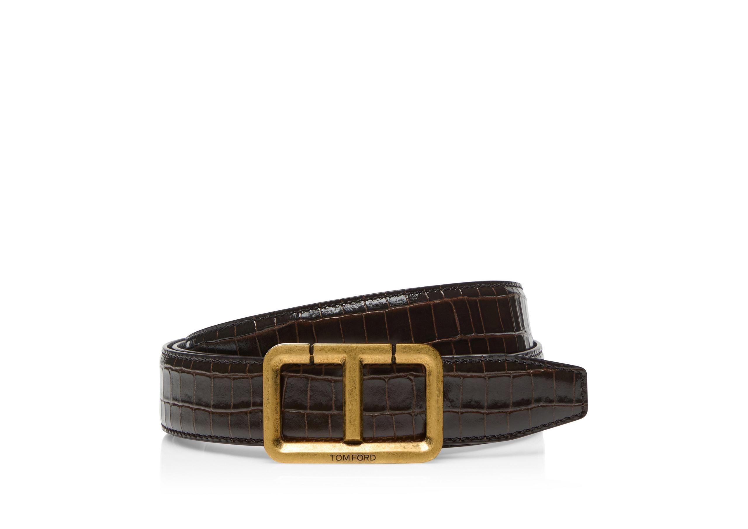 GLOSSY PRINTED CROC SCORED T BELT - 1