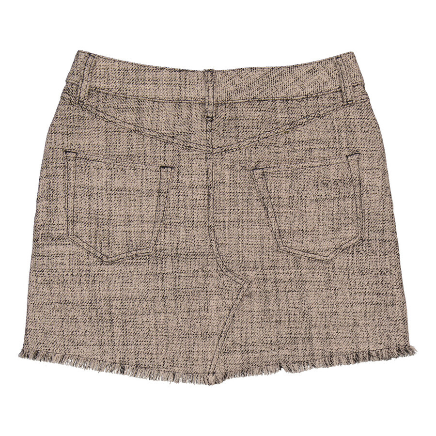 Stella McCartney Ladies Beige Mouline-Tweed Fringed-Hem Miniskirt - 6