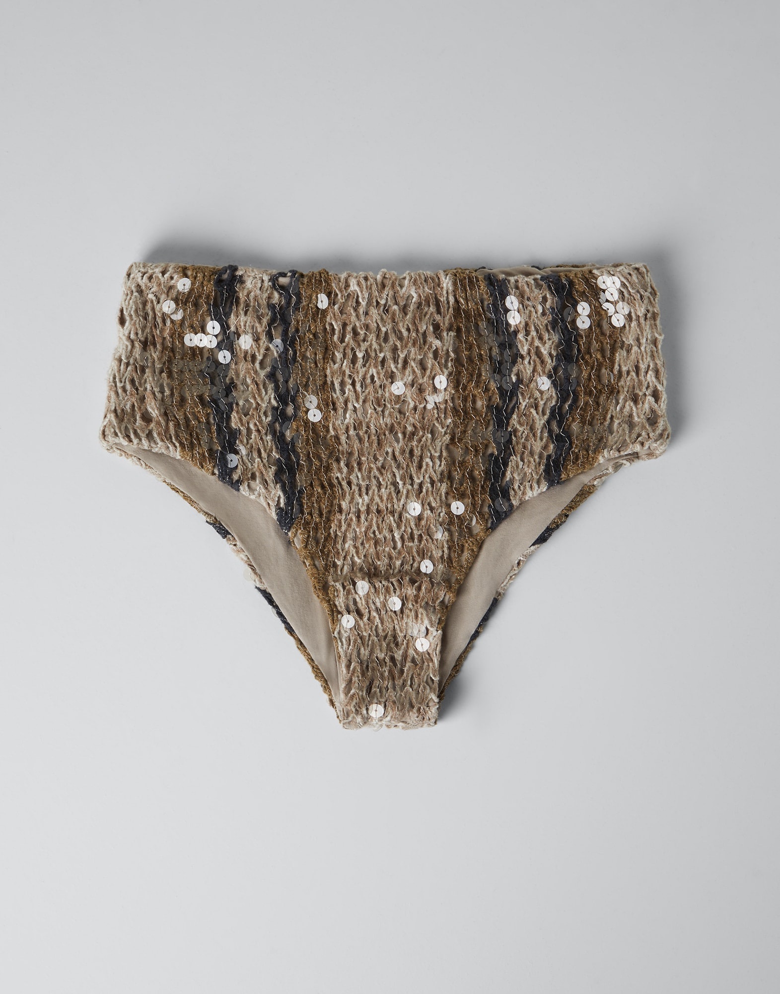 Dazzling Stripe Embroidery shorts in jute and cotton - 1